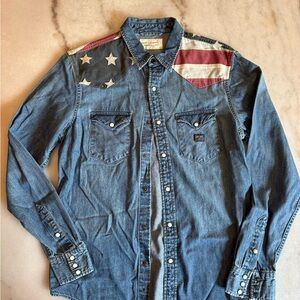 Ralph Lauren Blue Denim Shirt with Flag Design